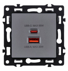 Розетка 2хUSB type A и C без рамки Kollinger Asthetik AS-024GY