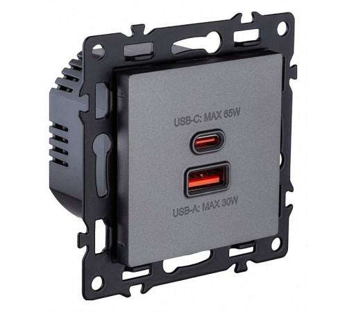 Розетка 2хUSB type A и C без рамки Kollinger Asthetik AS-024GY