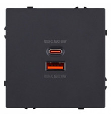 Розетка 2хUSB type A и C без рамки Kollinger Eclipse EC-024BK