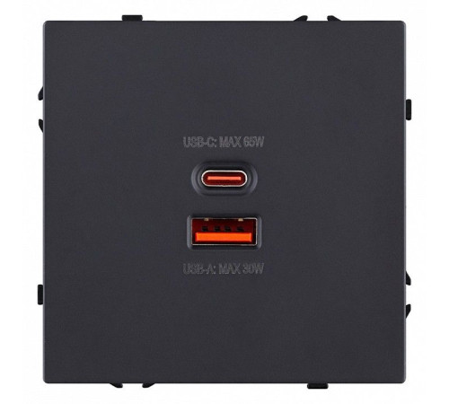Розетка 2хUSB type A и C без рамки Kollinger Eclipse EC-024BK