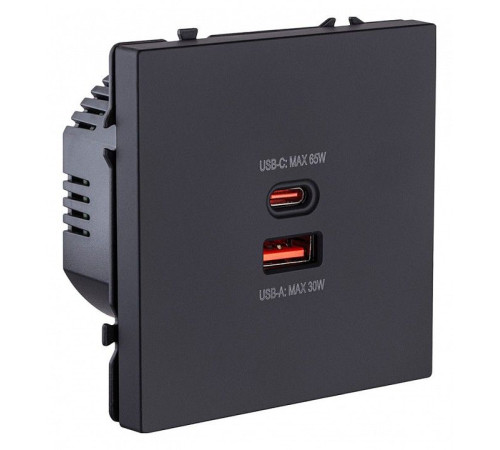 Розетка 2хUSB type A и C без рамки Kollinger Eclipse EC-024BK