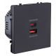 Розетка 2хUSB type A и C без рамки Kollinger Eclipse EC-024BK