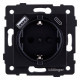 Розетка с заземлением и со шторкой и 2хUSB type A и C, без рамки Kollinger REA-004BK