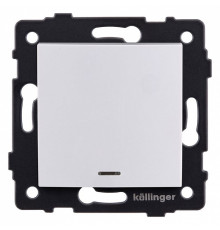 Выключатель проходной одноклавишный с подсветкой без рамки Kollinger  REA-R-004WH