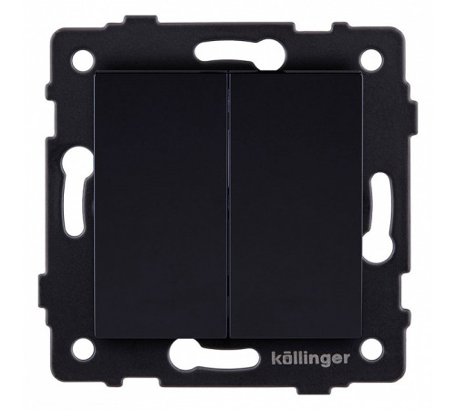 Выключатель двухклавишный без рамки Kollinger REA-S-007BK