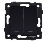 Выключатель двухклавишный с подсветкой без рамки Kollinger  REA-S-014BK