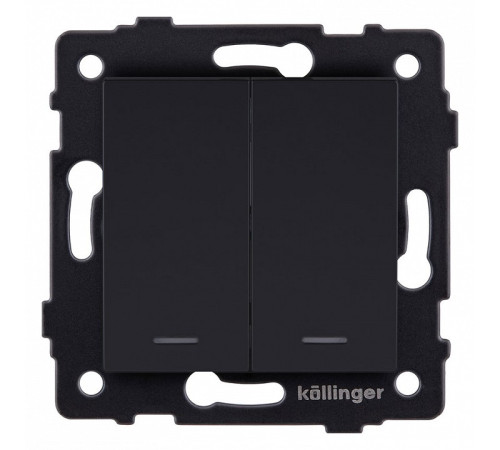 Выключатель двухклавишный с подсветкой без рамки Kollinger REA-S-014BM
