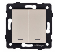 Выключатель двухклавишный с подсветкой без рамки Kollinger  REA-S-014GD