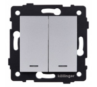 Выключатель двухклавишный с подсветкой без рамки Kollinger  REA-S-014GY