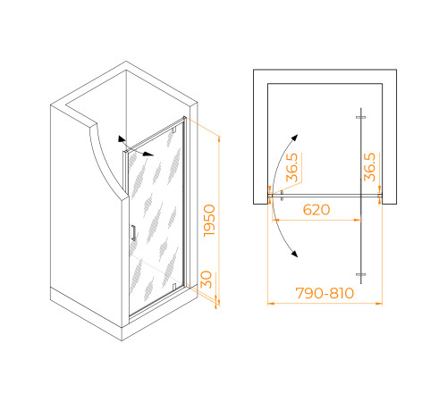 Душевая дверь RGW Lewis LE-102 800x1950 мм прозрачное стекло профиль хром 711210208-11
