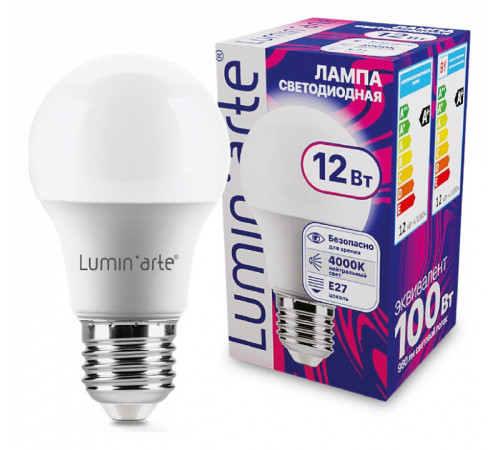 Лампа светодиодная Luminarte E27 12Вт 4000K LSTD-A60-12W4KE27