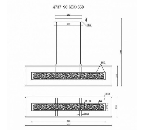 Подвесной светильник iLedex Look 4737-90 MBK+SGD