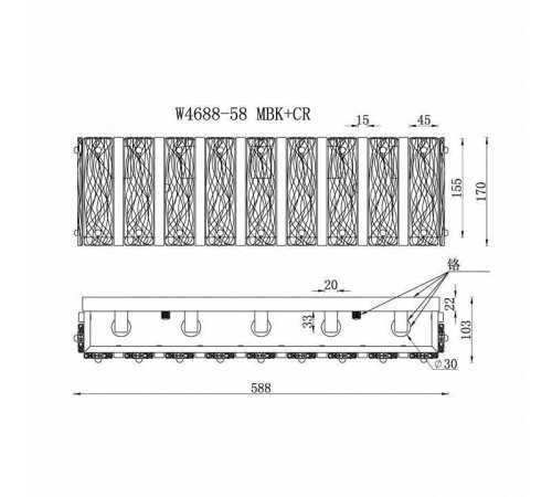 Накладной светильник iLamp Panorama W4688-58 MBK+CR
