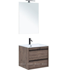 Набор мебели для ванной Aquanet Lino 60 Дуб Веллингтон зеркало белый матовый 00273239