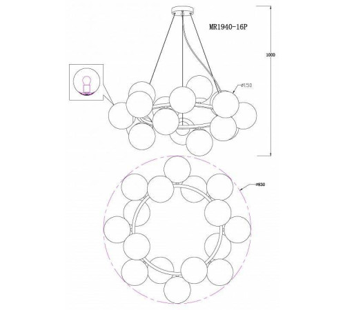 Подвесная люстра MyFar Aerton MR1940-16P