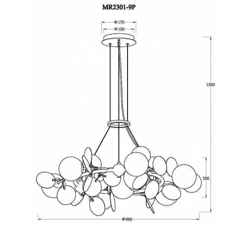 Подвесная люстра MyFar Flavia MR2301-9P