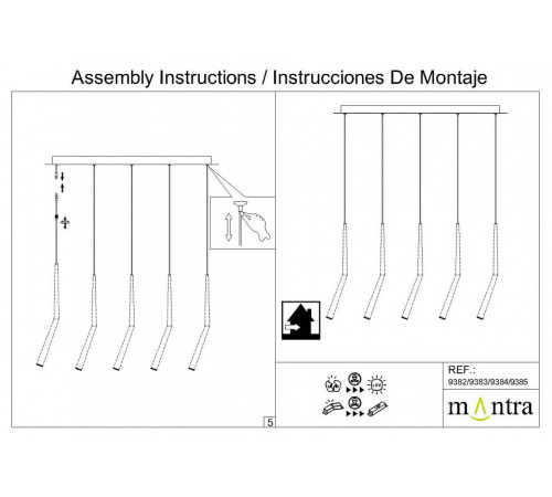 Подвесной светильник Mantra Arrecife 9384+9229 (5L)