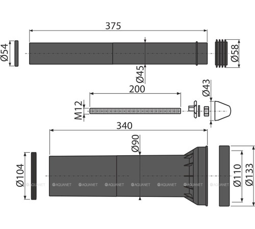 Монтажный комплект для подвесного унитаза AlcaPlast M9000