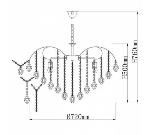 Подвесная люстра De City Бриз 36 8x40 Вт E14 111014608