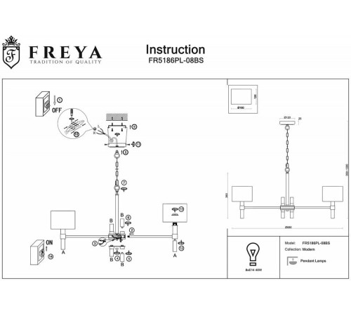 Подвесная люстра Freya Lino FR5186PL-08BS