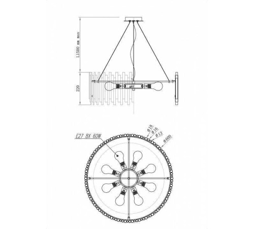 Подвесной светильник Maytoni Coliseo MOD135PL-08BS