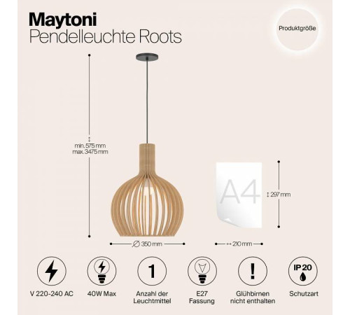 Подвесной светильник Maytoni Roots MOD194PL-01W