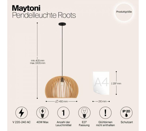 Подвесной светильник Maytoni Roots MOD195PL-01W1