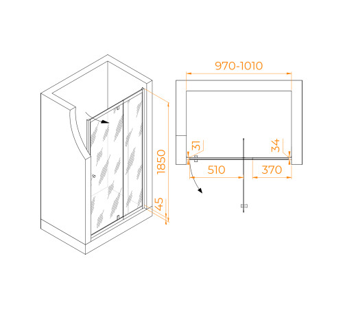 Душевая дверь RGW Passage PA-02B NEW 1000x1950 мм черный 41080200-14