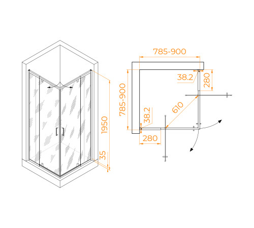 Душевой уголок RGW Passage PA-038 800x800 мм 350803888-11