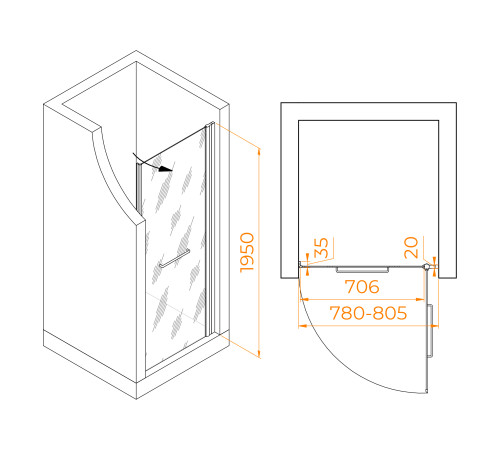 Душевая дверь RGW Passage PA-103W 800 мм 020810308-15
