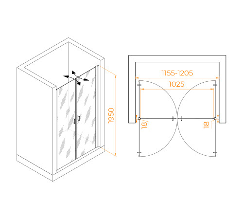 Душевая дверь RGW Passage PA-104 1200 мм 060810412-11
