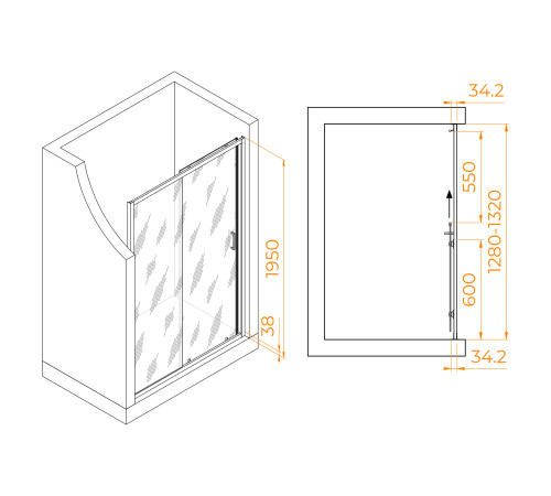 Душевая дверь RGW PA-14B 1300 мм черный 41081413-14