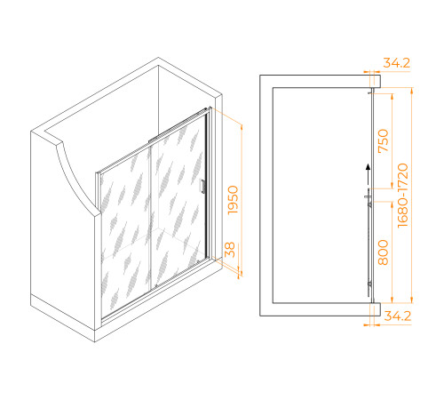 Душевая дверь RGW Passage PA-14 170x195 см матовое стекло 41081417-15