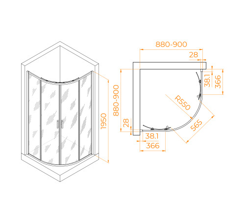 Душевой уголок RGW Passage PA-52B 900x900 мм черный 03085299-14
