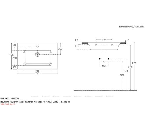 Раковина накладная Allen Brau FANTASY Flat 715x465 мм с переливом белая 4.11011.20