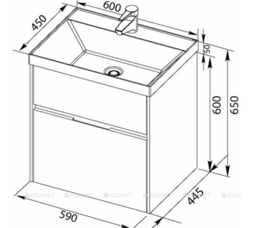 Раковина-столешница Aquanet Орлеан 60 Quick Clac 00179393