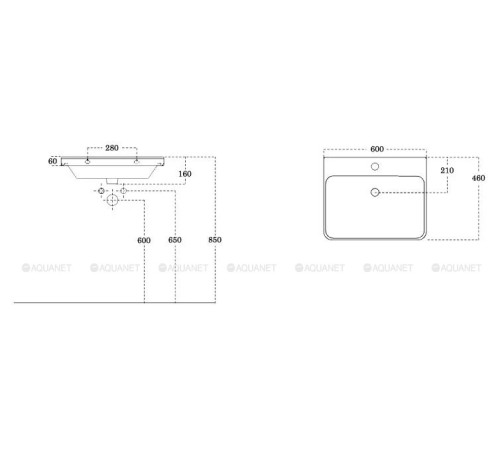 Раковина-столешница Sanovit LUXURY 60 см 11060-KL