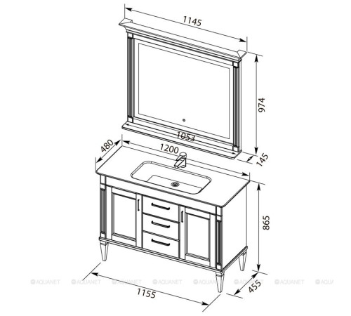 Раковина-столешница Sanovit SHARP 120 см 14120-KL