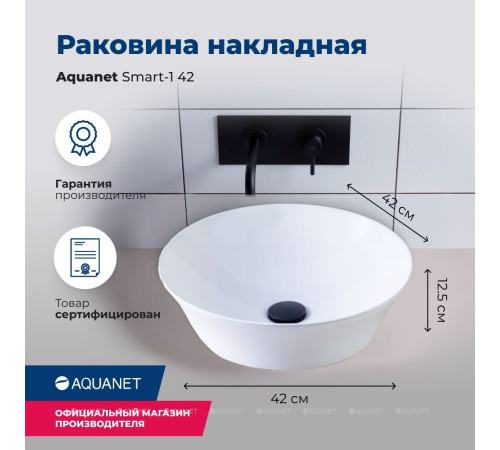 Раковина накладная Aquanet SMART-1 420x420x125 мм SMART-1