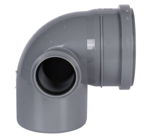 Отвод канализационный Политэк 110 мм 90° с выходом 50 мм левый 300111050Л