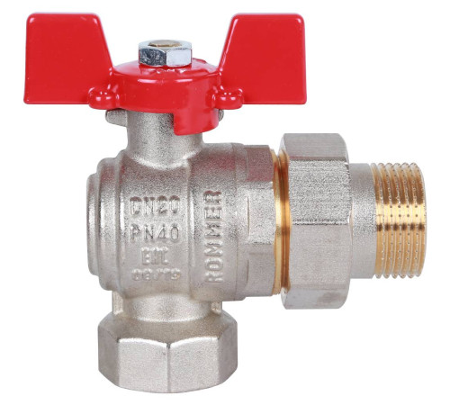 Кран шаровой ROMMER угловой с американкой 3/4 ВР/НР бабочка RBV-0006-0610220
