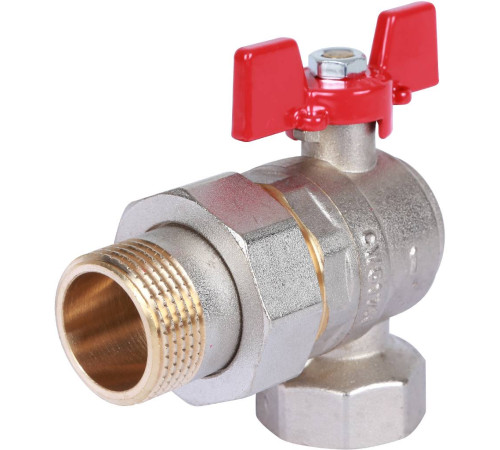 Кран шаровой ROMMER угловой с американкой ВР/НР ручка бабочка 1 RBV-0006-0610225