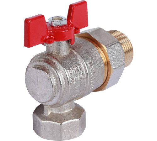 Кран шаровой ROMMER угловой с американкой ВР/НР ручка бабочка 1 RBV-0006-0610225