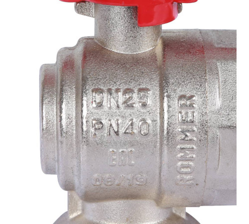 Кран шаровой ROMMER угловой с американкой ВР/НР ручка бабочка 1 RBV-0006-0610225