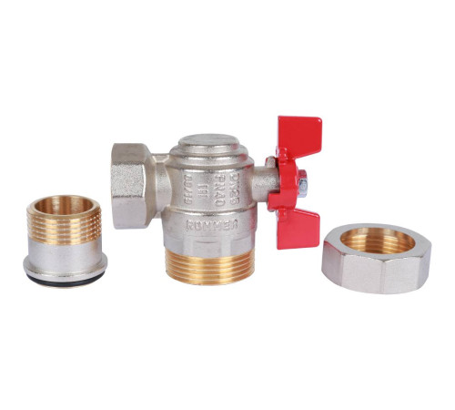 Кран шаровой ROMMER угловой с американкой ВР/НР ручка бабочка 1 RBV-0006-0610225