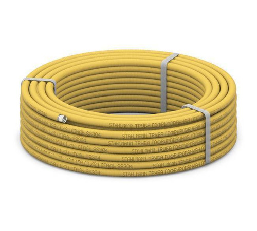 Труба гофрированная из нержавеющей стали Stahlmann 20A отожженная в оболочке желтая 30 м SP3042002030