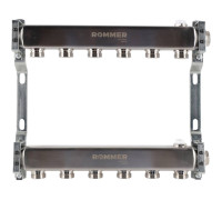 Коллектор из нержавеющей стали ROMMER для радиаторной разводки 6 выходов RMS-4401-000006