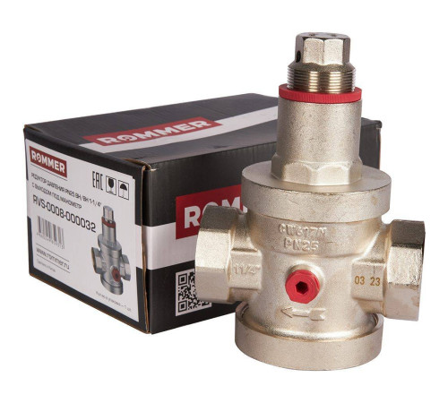 Редуктор давления ROMMER PN25 1 1/4 вн/вн с выходом под манометр RVS-0008-000032