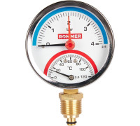 Термоманометр радиальный ROMMER 80 мм 1/2 4 бар с запорным клапаном RIM-0006-800415