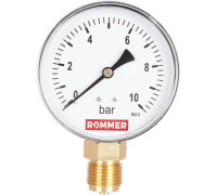 Манометр радиальный ROMMER 80 мм 1/2 10 бар RIM-0010-801015